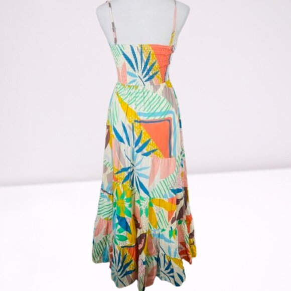 Stile Collection Soleil Cotton Lined Boho Beachy Maxi Dress Sz M Vibrant Floral - Picture 11 of 14